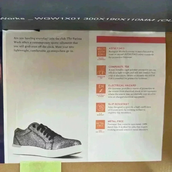 Rockport Works Parissa Silver Glitter Platform Sneaker | Composite Toe, Size 6.5 - Picture 6 of 6